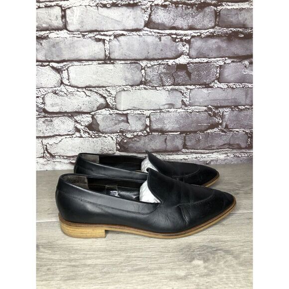 Everlane The Modern Black Leather Slip On Pointed Toe Loafers Women Sz 10M US/41 - Picture 1 of 16